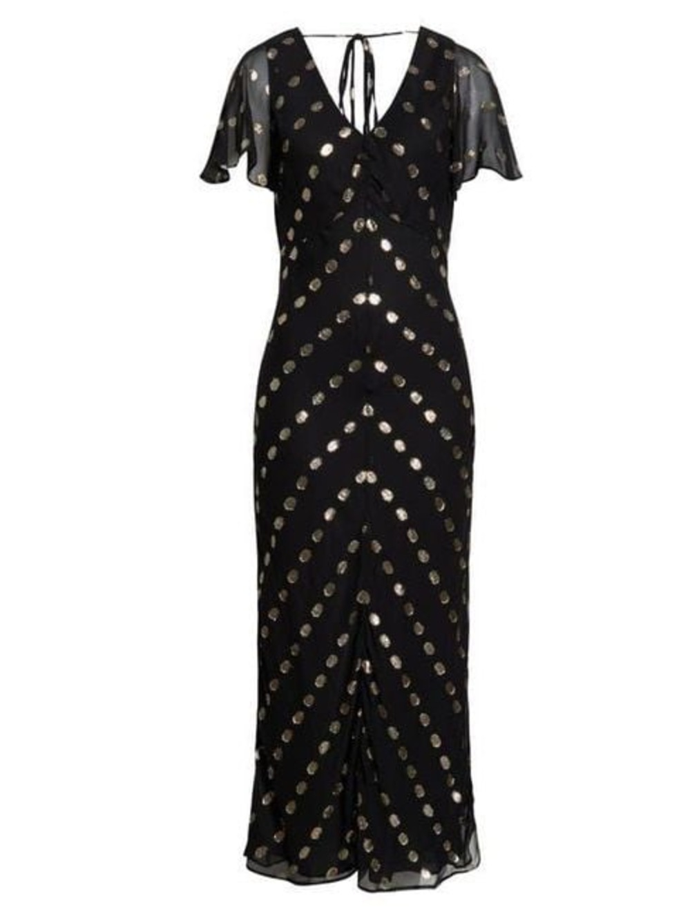 Halogen Black Maxi Dress with Gold Dot Pattern